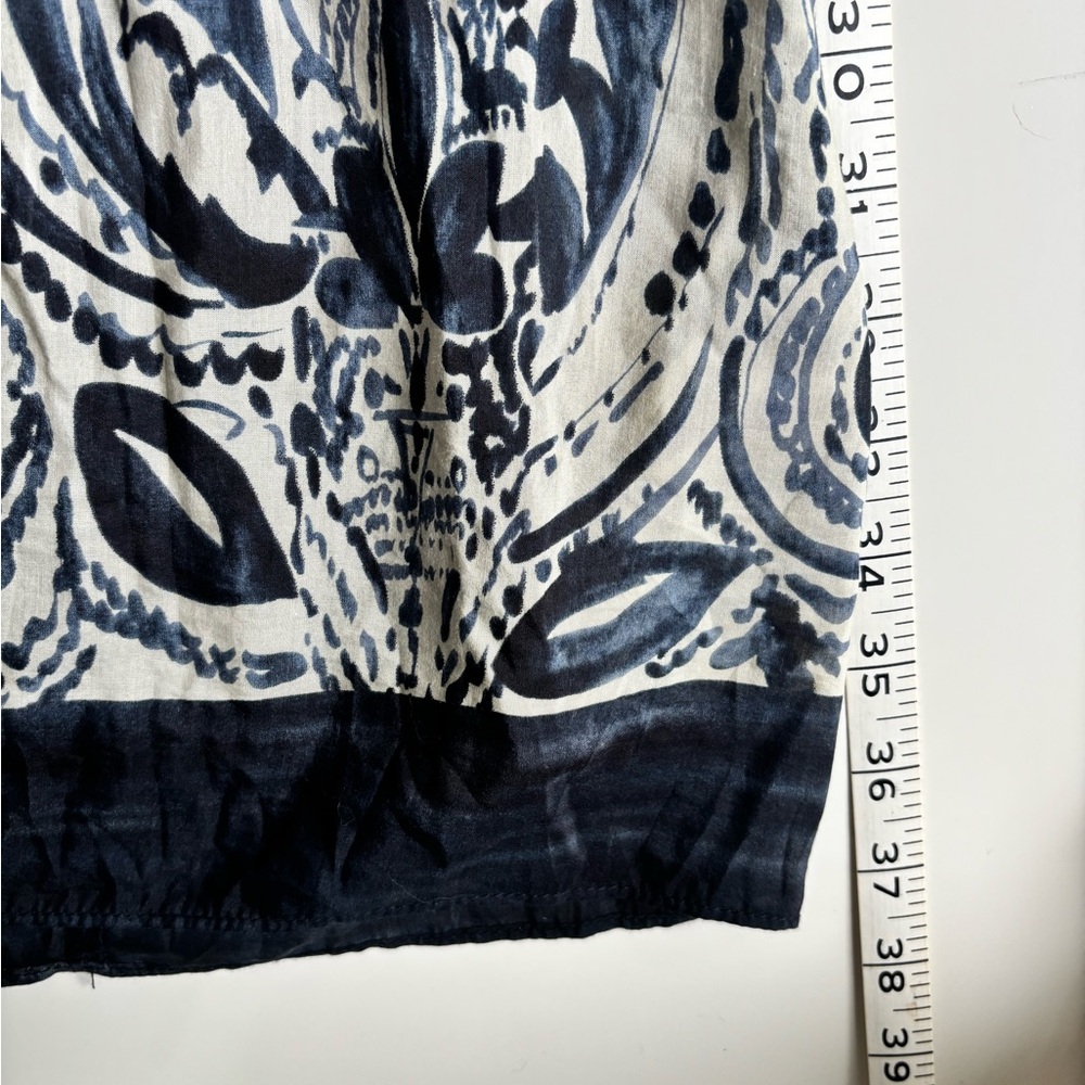 HAZEL ANTHRO Silk blend Navy and Cream Maxi Skirt Size Small Stretchy Waist - Picture 8 of 9